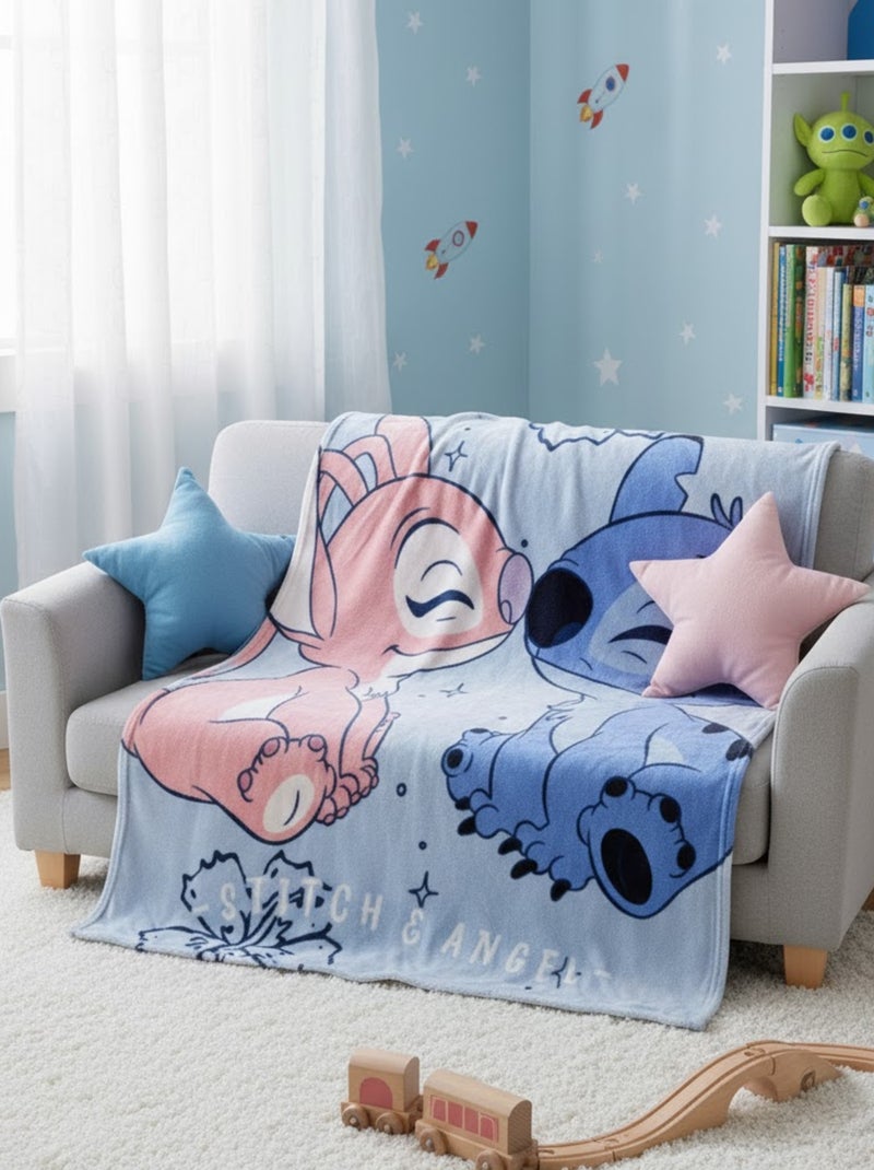 Plaid Disney Angel et Stitch - 100% Polyester Bleu - Kiabi