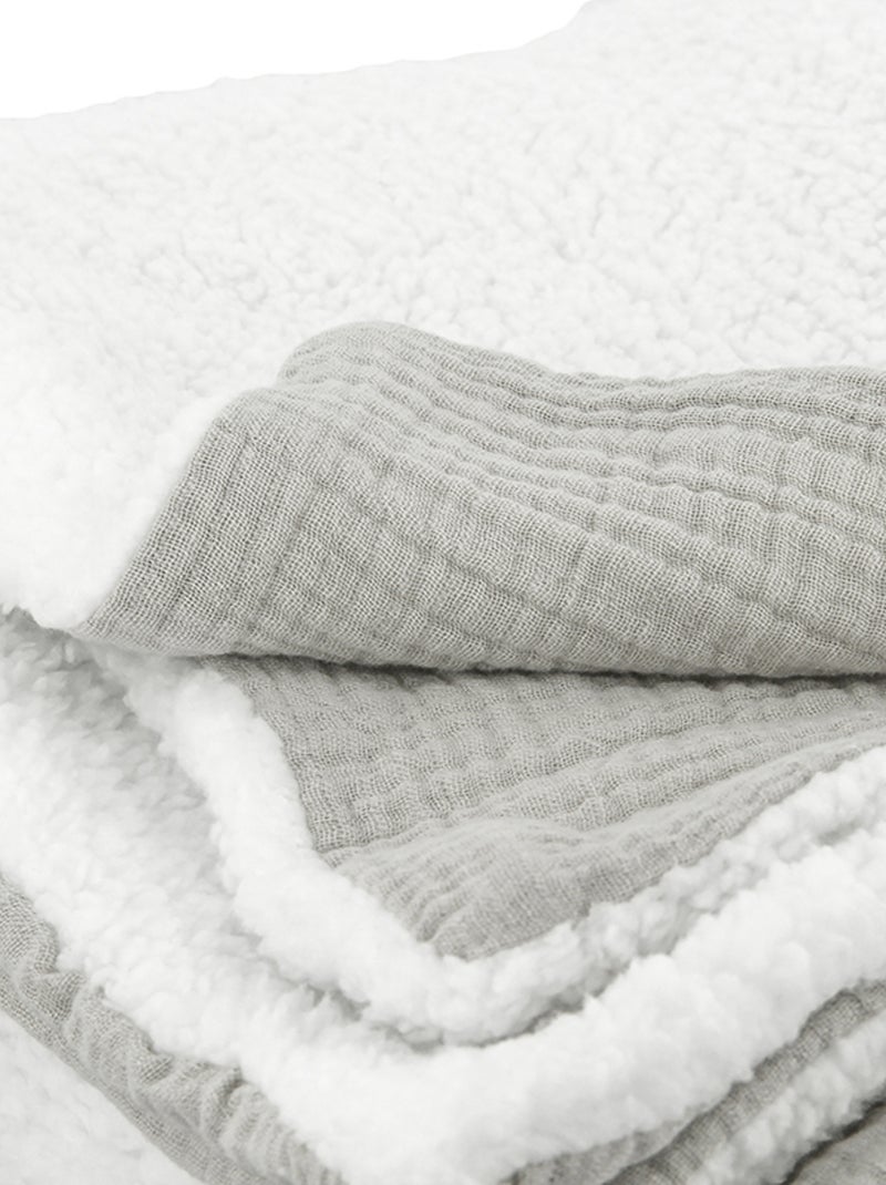 Plaid double gaze de coton et polyester GAZ & SHERPA Gris - Kiabi