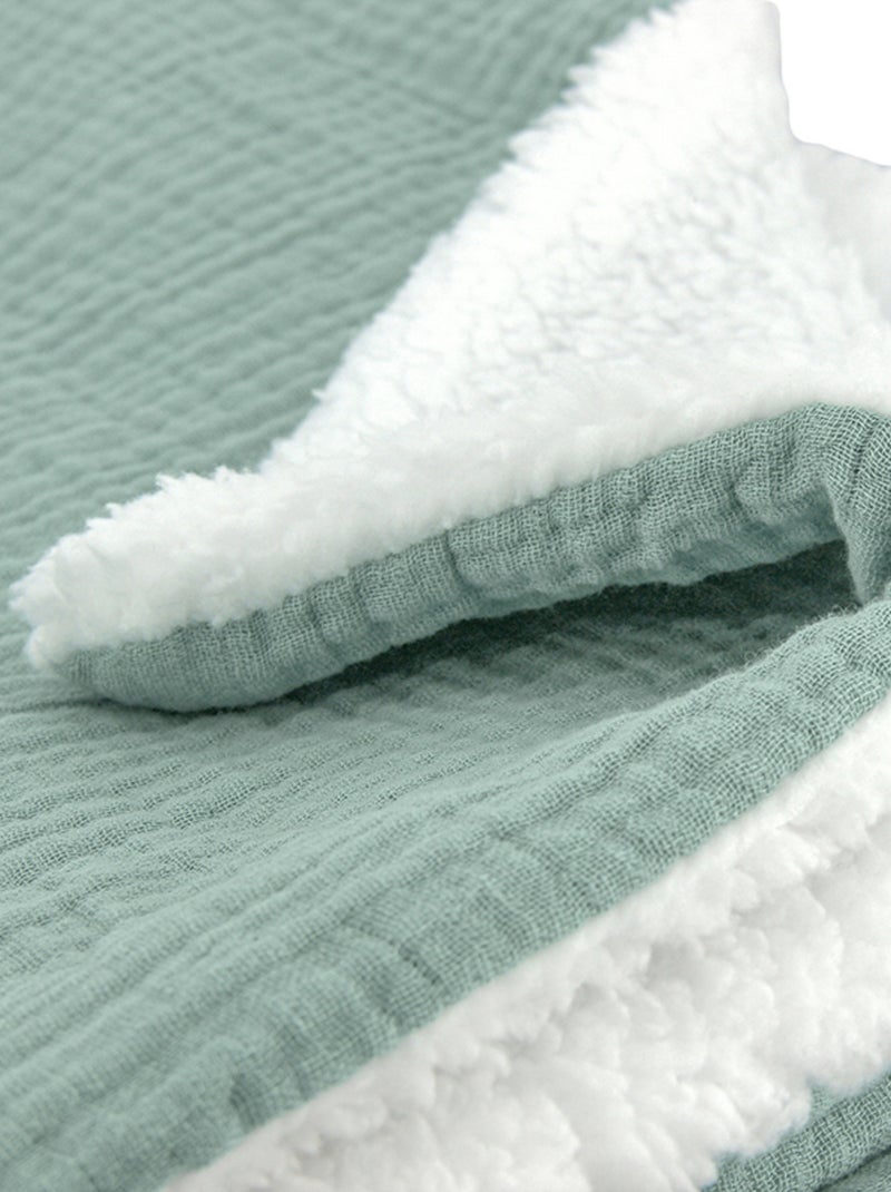 Plaid double gaze de coton et polyester GAZ & SHERPA Vert clair - Kiabi