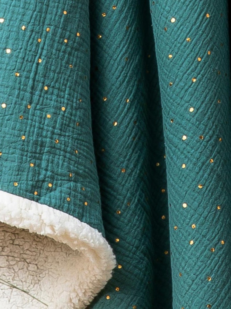 Plaid double gaze sherpa 'Deko&co' Vert - Kiabi