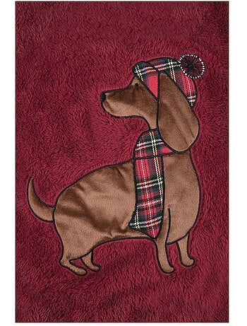 Plaid douillet Chien avec bonnet rouge