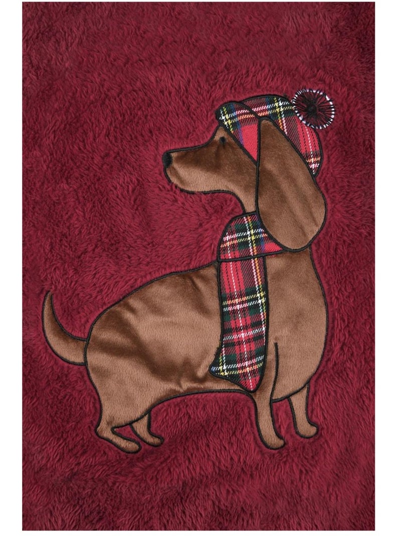 Plaid douillet Chien avec bonnet rouge Rouge - Kiabi