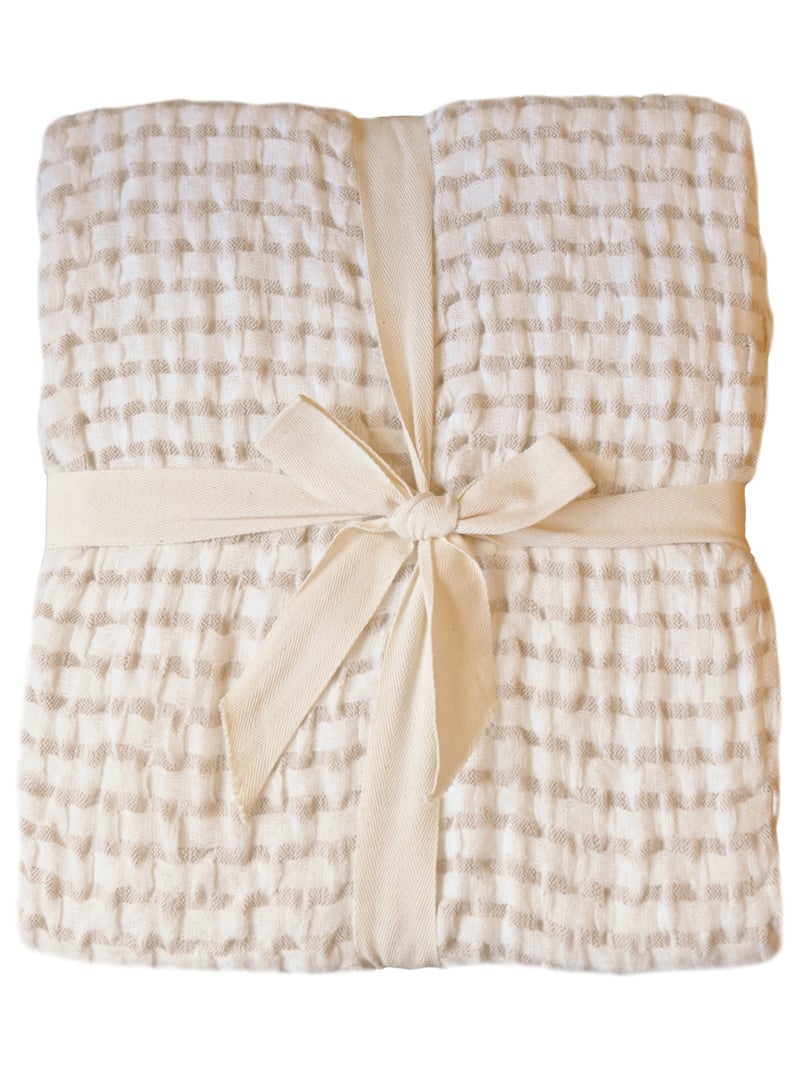 Plaid doux  - Effet gaufré Beige - Kiabi
