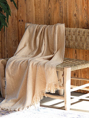 Plaid doux à franges aspect mohair