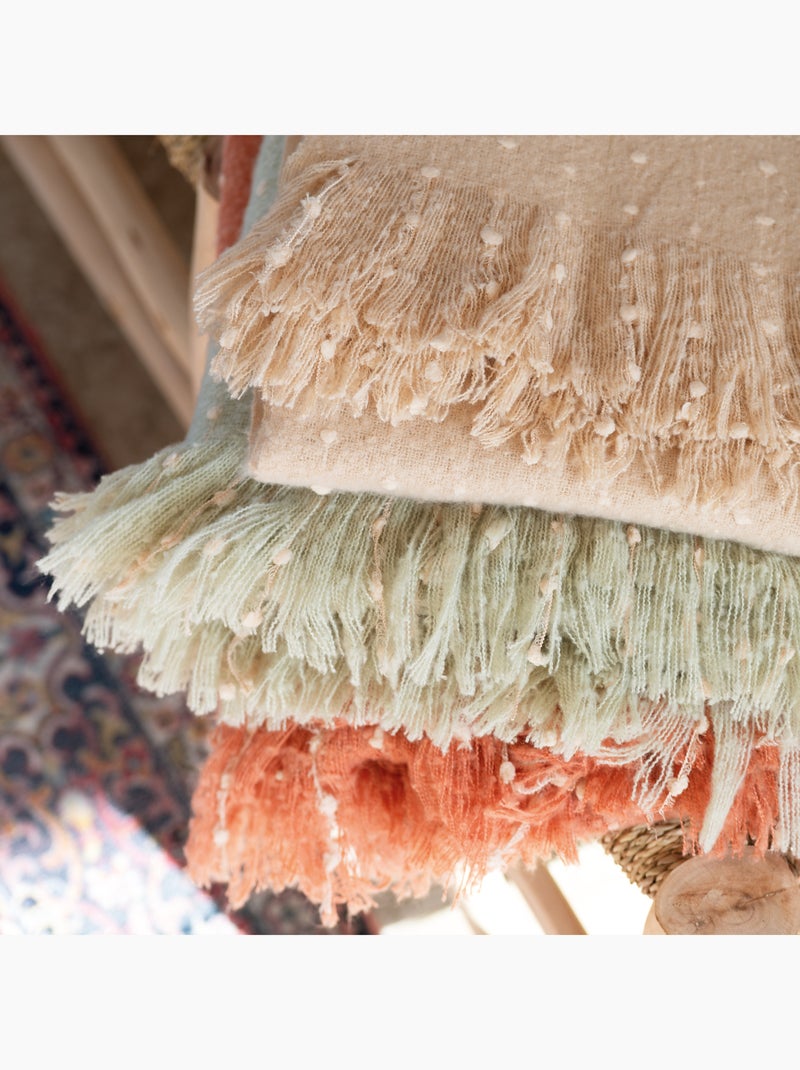 Plaid doux à franges aspect mohair Beige - Kiabi