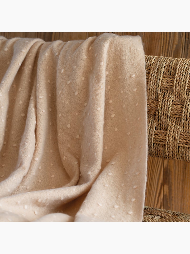 Plaid doux à franges aspect mohair Beige - Kiabi