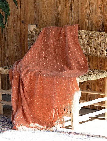 Plaid doux à franges aspect mohair