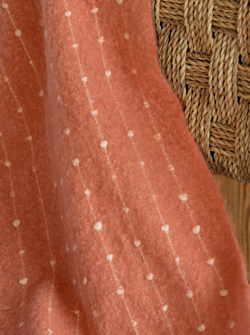 Plaid doux à franges aspect mohair Rouge cerise - Kiabi