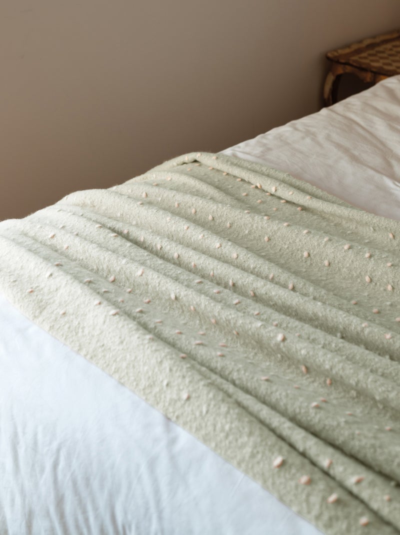 Plaid doux à franges aspect mohair Vert - Kiabi