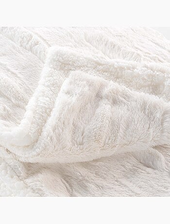 Plaid doux a poil et sherpa 125 x 150 cm Foxy creme