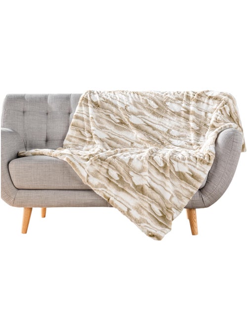 Plaid doux a poil et sherpa Cheyenne - Kiabi