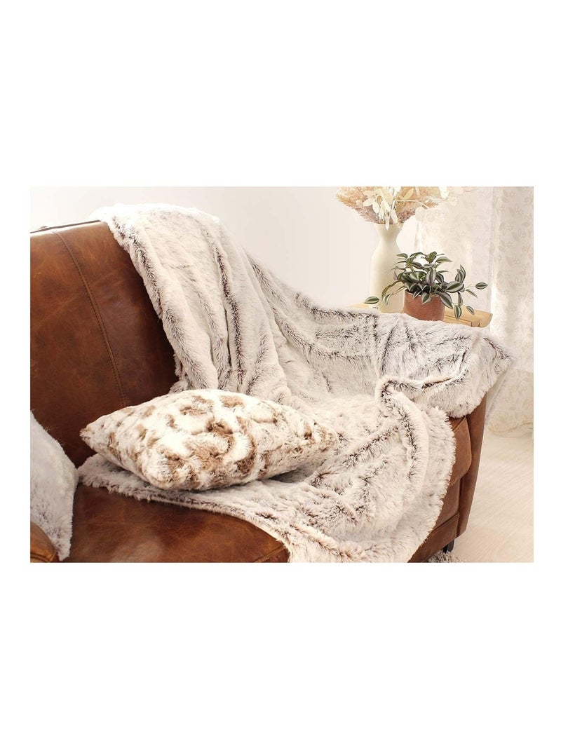 Plaid doux effet peluche doublé polaire Évasion Marron - Kiabi