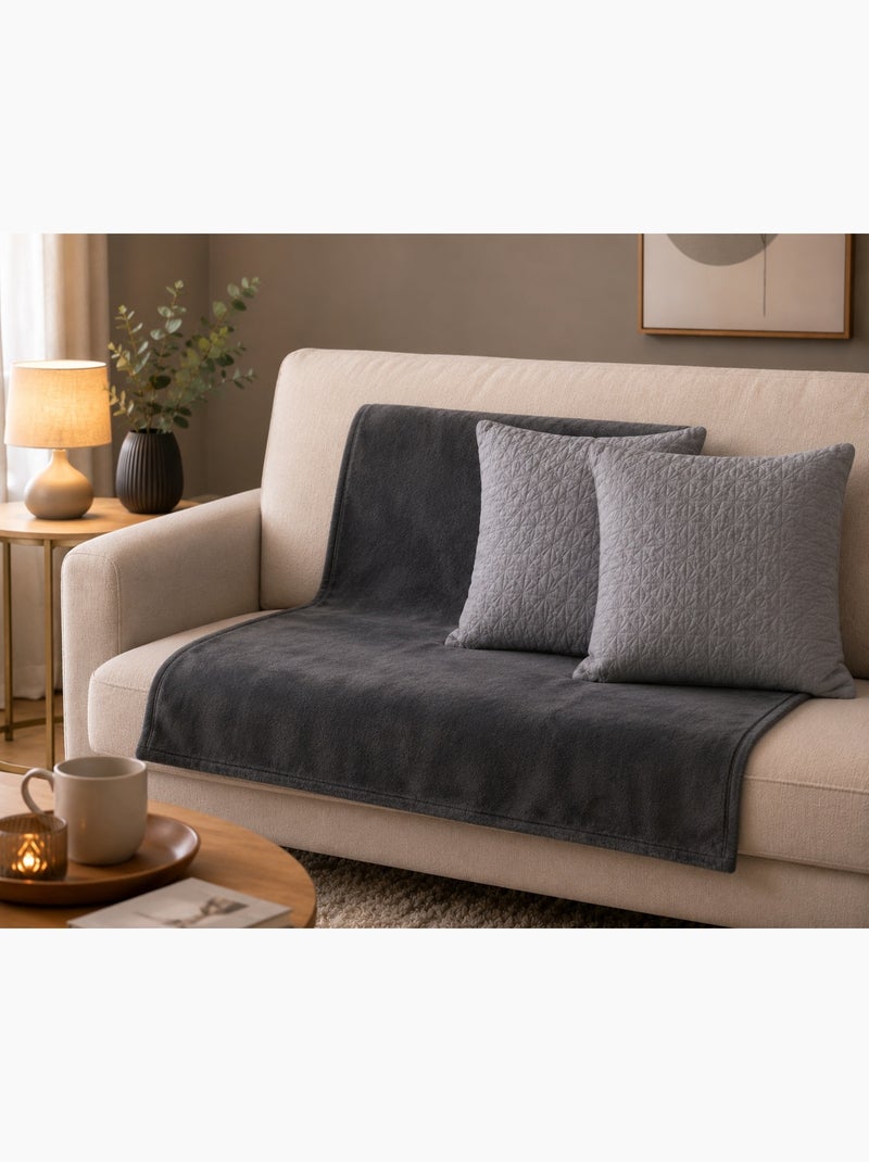 Plaid doux et moelleux Confort gris anthracite - Kiabi