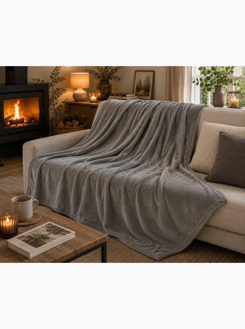 Plaid doux et moelleux Confort Gris - Kiabi