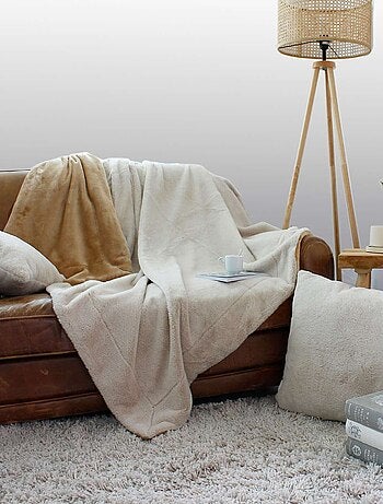 Plaid doux imitation fourrure et flanelle AZURA