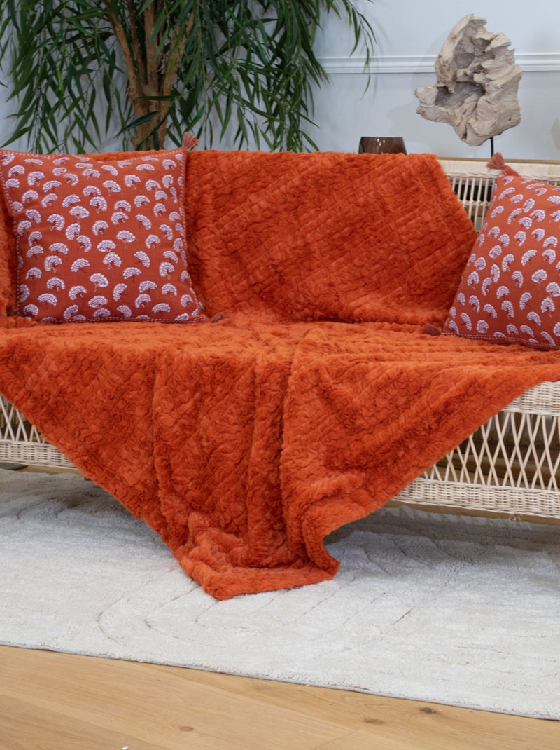 Plaid doux texturé Rouge cerise - Kiabi