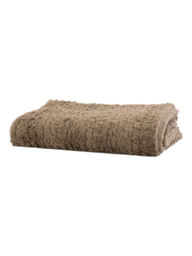 Plaid doux texturé Taupe - Kiabi