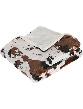 Plaid effet fourrure doublé polaire vache