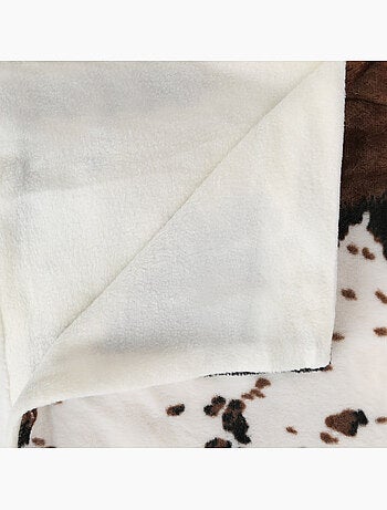 Plaid effet fourrure doublé polaire vache