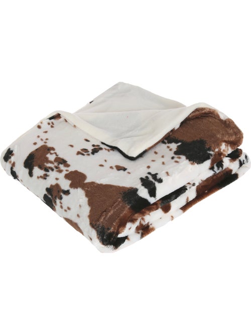 Plaid effet fourrure doublé polaire vache - Kiabi