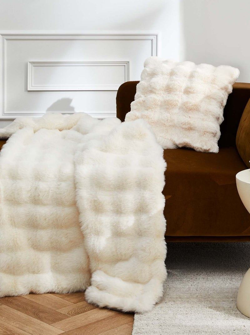 Plaid effet peluche et polaire Beige - Kiabi