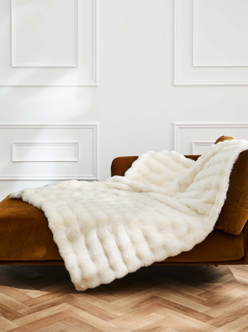 Plaid effet peluche et polaire Beige - Kiabi