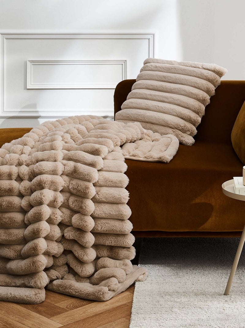 Plaid effet peluche polaire  Serenity Beige sable - Kiabi