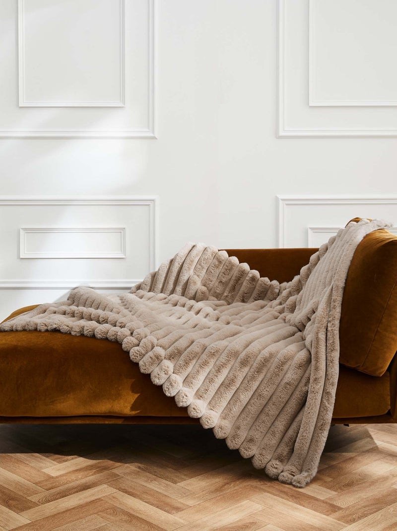 Plaid effet peluche polaire  Serenity Beige sable - Kiabi