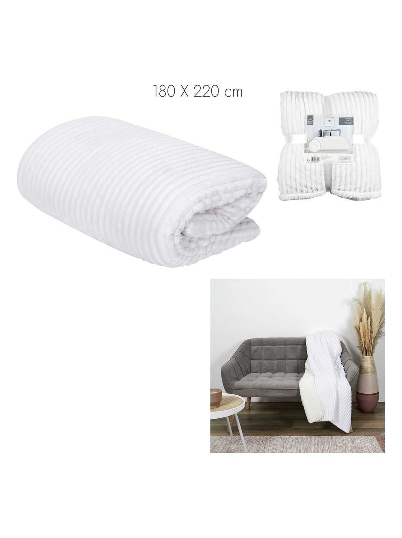 Plaid effet sherpa et flanelle côtelé Beige - Kiabi