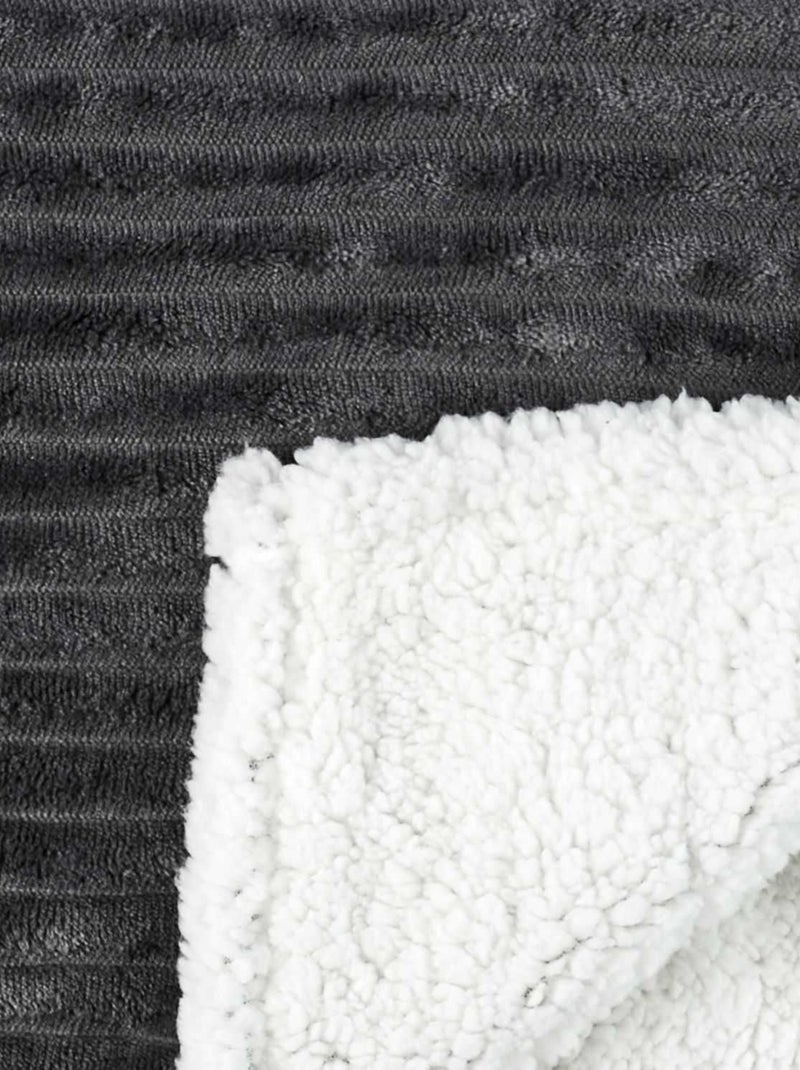 Plaid effet sherpa et flanelle côtelé Gris - Kiabi