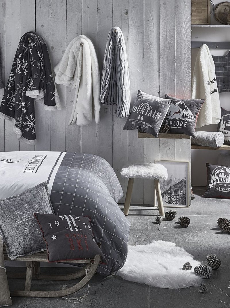 Plaid embossé uni coton HORS PISTE Gris - Kiabi