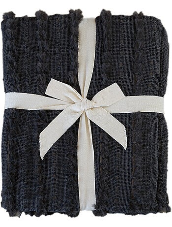 Plaid en chenille texturée avec franges