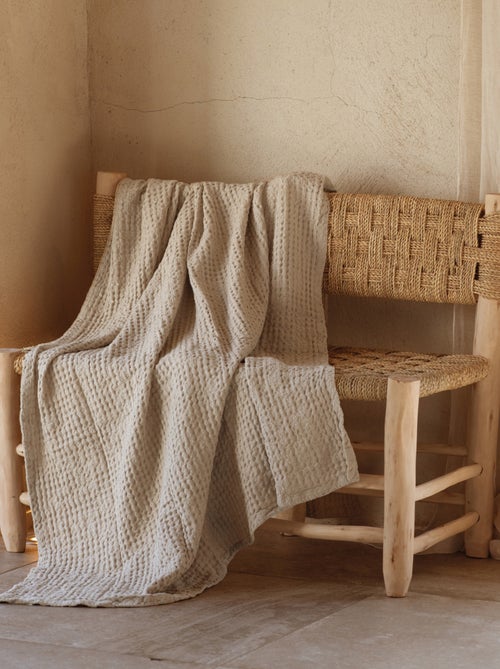 Plaid en coton gaufré - Kiabi