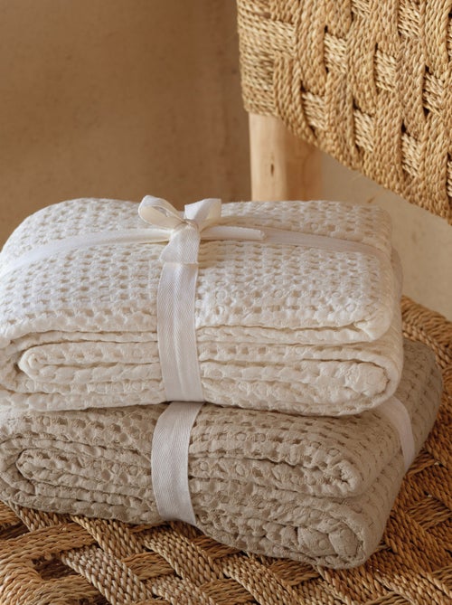 Plaid en coton gaufré - Kiabi