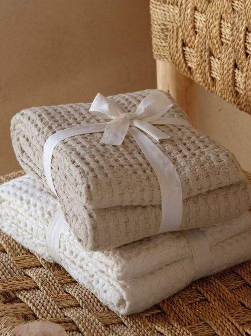 Plaid en coton gaufré - Kiabi