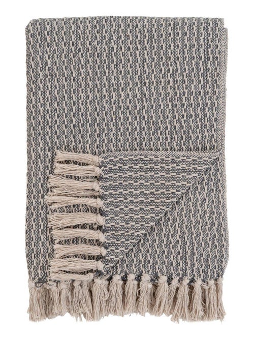 Plaid en coton gris foncé et blanc motif rayé 130 - House Nordic - Kiabi
