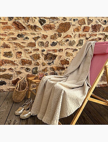 Plaid en coton jacquard à motif goutte d’eau