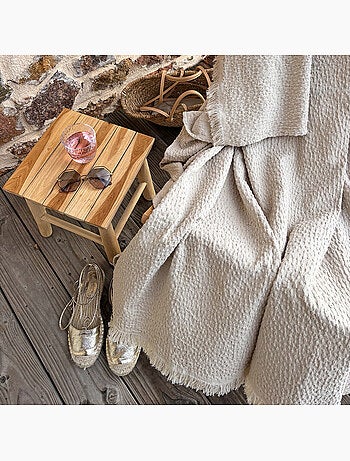 Plaid en coton jacquard à motif goutte d’eau