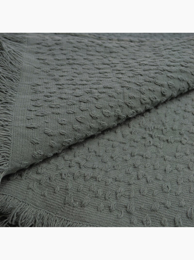 Plaid en coton jacquard à motif goutte d’eau Kaki - Kiabi