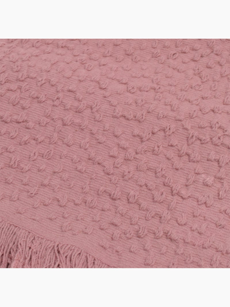 Plaid en coton jacquard à motif goutte d’eau Rose - Kiabi