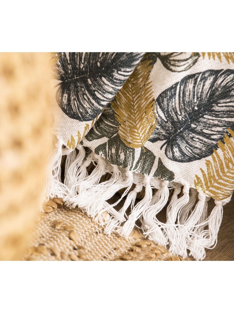 Plaid en coton JUMANJI dessus chambray 'Deko&co' Blanc Vert - Kiabi