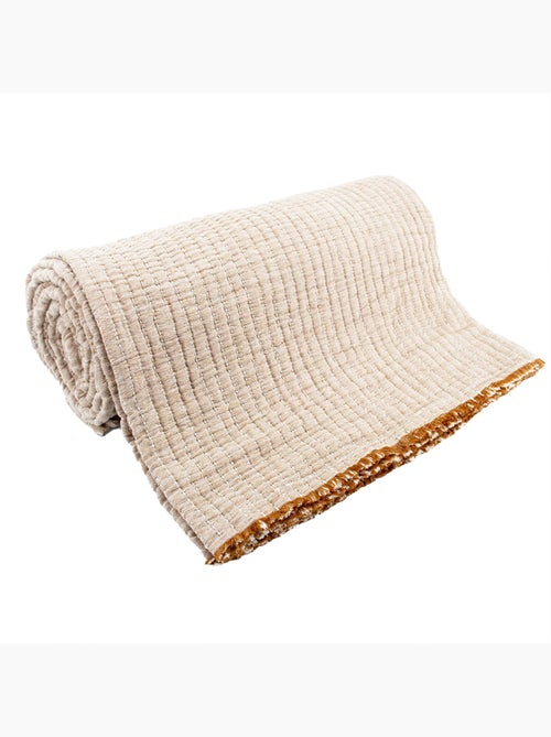 Plaid en coton lavé matelassé boutis - Kiabi
