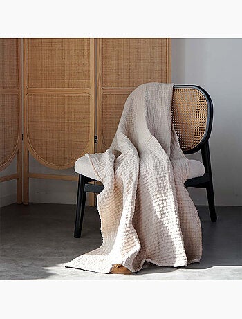 Plaid en coton lavé matelassé boutis