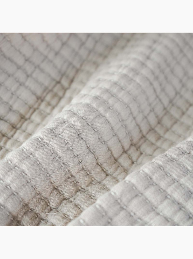 Plaid en coton lavé matelassé boutis Crème - Kiabi