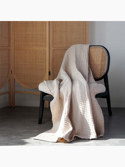 Plaid en coton lavé matelassé boutis - Kiabi