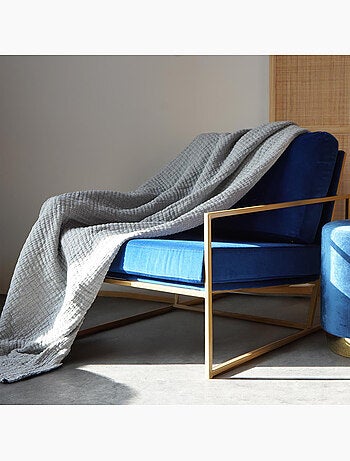 Plaid en coton lavé matelassé boutis