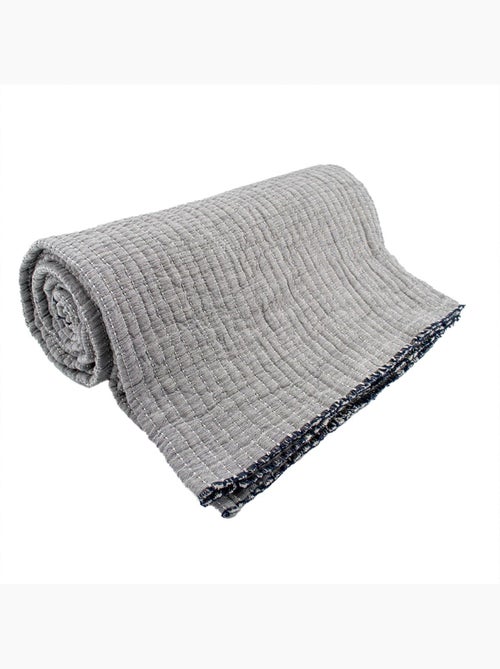 Plaid en coton lavé matelassé boutis - Kiabi