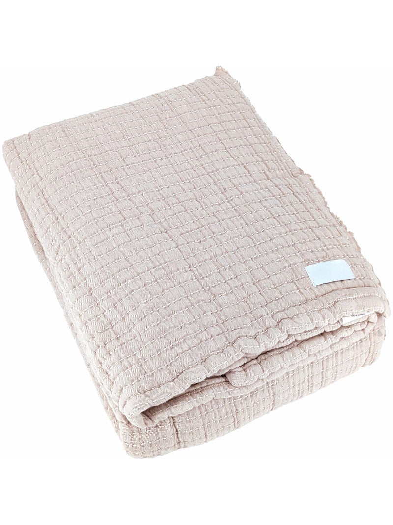 Plaid en coton lavé SEVILLE Blanc cassé - Kiabi