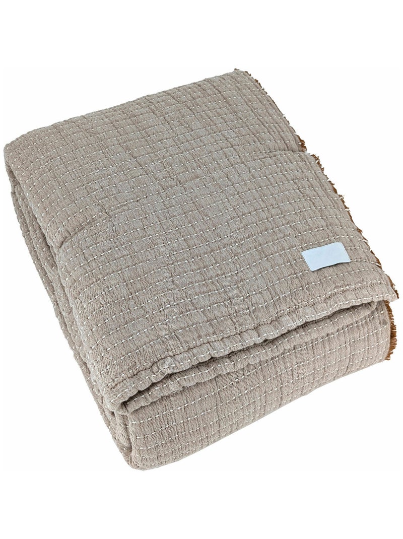 Plaid en coton lavé SEVILLE Bronze - Kiabi
