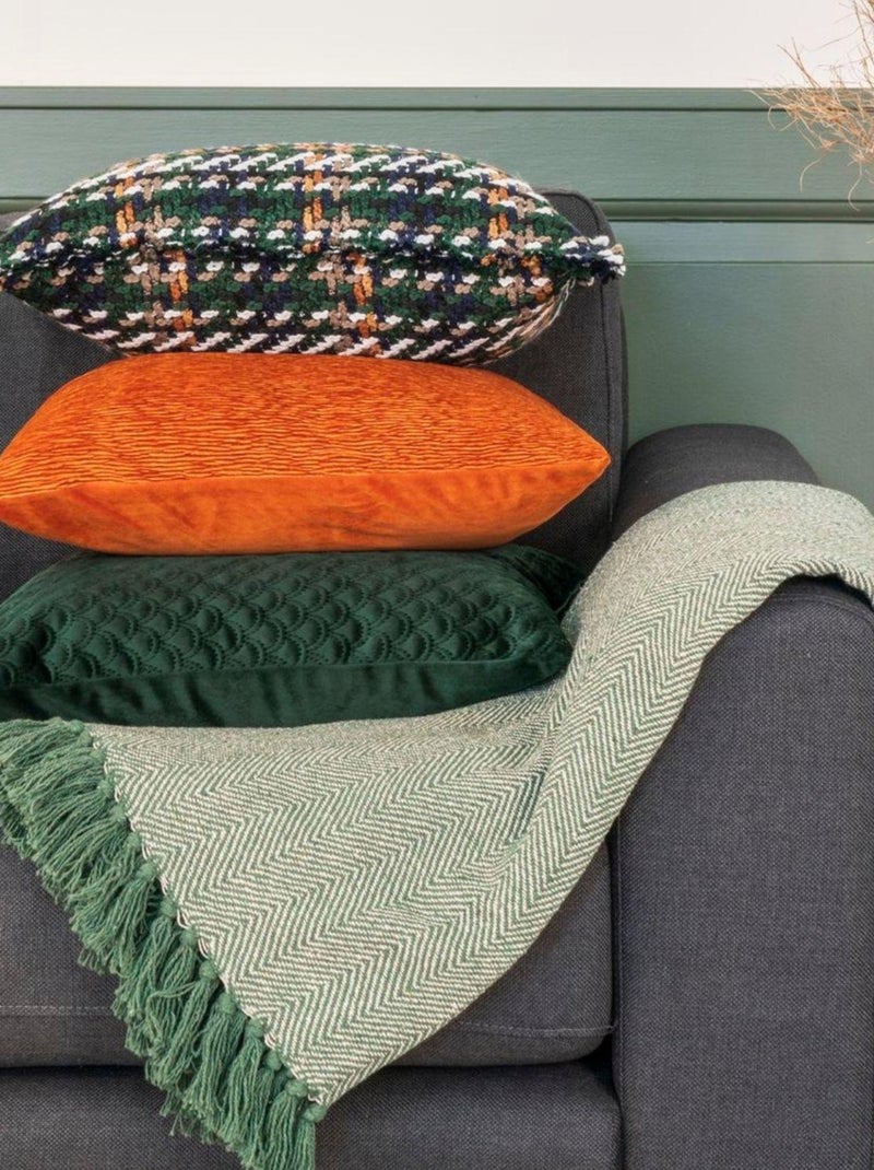 Plaid en coton motifs rayés verts et blancs 130 x - House Nordic Vert - Kiabi